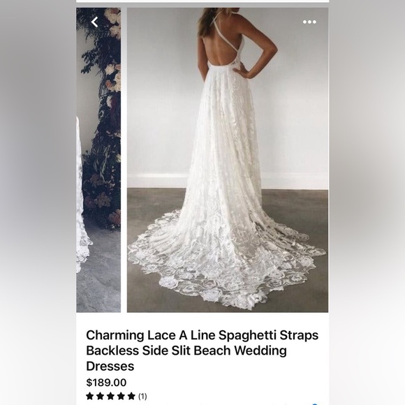 BRAND NEW Lace A Line Backless Beach Wedding Dress Size 10 - Picture 4 of 8